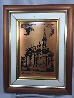 Duomo D’Alessandria Cattedrale Dei Santi Copper Engraving~Framed Pictured • $39.95