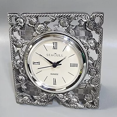 Vintage Seagull Canada Quartz Shelf Desk Clock Pewter Etain Zinn 1997 4 1/2 Tall • $19.99