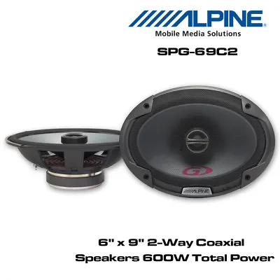 Alpine SPG-69C2 - 6 X 9  2-Way Car Coaxial Shelf Speaker 600 Total Power • £59.95