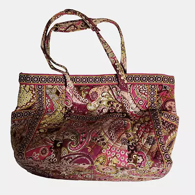 Vera Bradley Very Berry Paisley Mandy Shoulder Bag Purse Tote Floral Quilted XL • $24.95