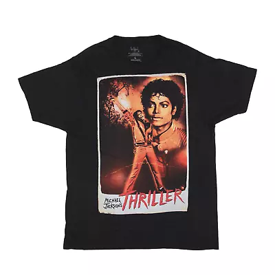 MICHAEL JACKSON Thriller Band T-Shirt Black Short Sleeve Mens L • £24.99