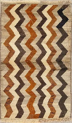 $281.48 • Buy Vintage Gabbeh Chevron Modern Oriental Area Rug Wool Hand-Knotted Carpet 3x5 Ft
