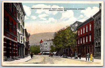 Postcard PA Mauch Chunk Pennsylvania Broadway From Susquehanna Tracks RPO PA01 • $7.99