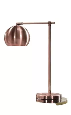 Contemporary Copper Color Table Lamp Polished Metal Finish Dome Shade  22  High • $110.49