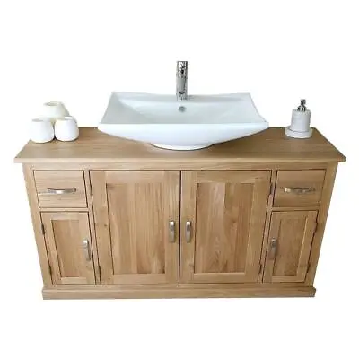 Bathroom Vanity Unit Furniture Wash Stand Oak Cabinet & White Ceramic Basin 402 • £574