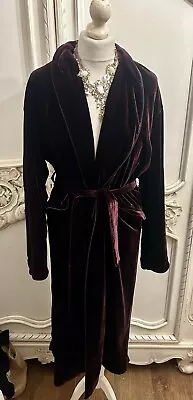 Marks And Spencer Autograph Burgundy Velvet Maxi Dressing Gown 8-10 • £9.99