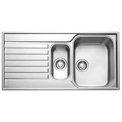 Kitchen Sink Inset Stainless Steel 1.5 Bowl Reversible Drainer With Waste • £139.99