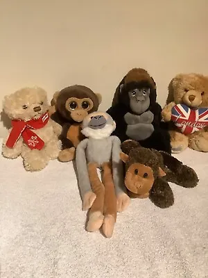 3 Monkeys Plus 1 Other  And 2 Teddy Bear Plush Keel Toys  • £18