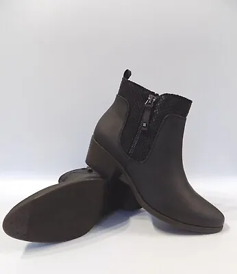 Black Boots Low Heel Size 4 Womens Western Cowgirl Ankle Chelsea Business Smart • £24.95