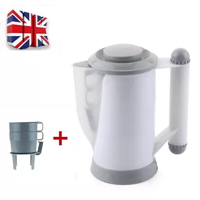 New 0.7litre Dual 12v Small Electric Travel Kettle + 2 Cups White Car Van Jug • £12.99