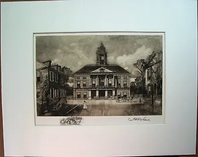 Robert Shaw 1859-1912  Rare Etching  'Federal Hall  NYC'  1906  Matted  Superb • $85