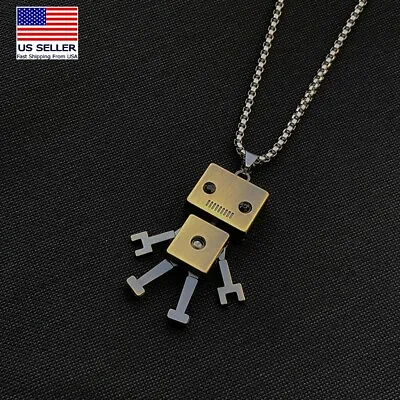 MEN Stainless Steel 3D Casting Alien Robot Doll Pendant Necklace 0237 • $9.99