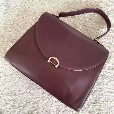 $188 • Buy Cartier Handbag Must-line Leather Bordeaux Gold Metal Fittings Used From Japan
