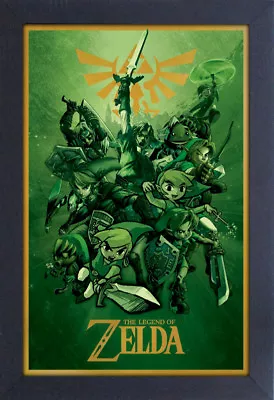 ZELDA LINKS 13x19 FRAMED GELCOAT POSTER NINTENDO VIDEO GAME NEW ICONIC CLASSIC!! • $34.99