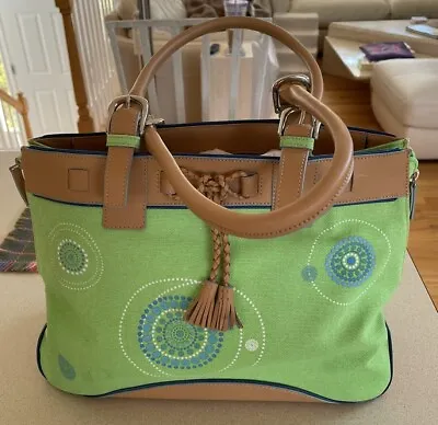 Franklin Covey Handbag Tote Blue/Green And Leather. • $15.99