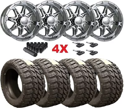 Chrome Aluminum Wheels Rims Tires 33 12.50 18 8 2500 3500 Ram F-250 F-350 • $2195