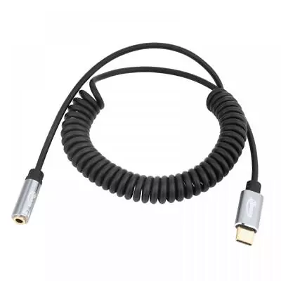 £9.95 • Buy USB-C Male To 3.5mm Female Headphone AUX Jack Adapter Coiled Cable 1.8m