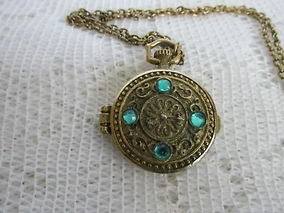 Vintage Perfume Locket Pendant Necklace Looks Like A Gold Watch • $19.99