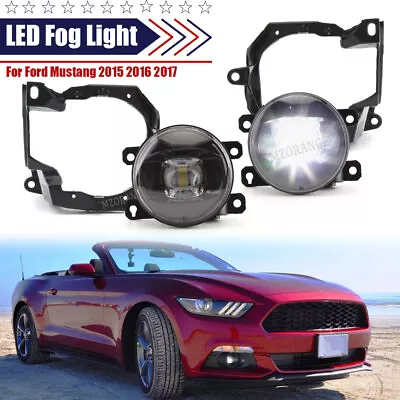 Left+Right LED Fog Lights Bumper Lamp W/ Bracket For Ford Mustang 2015 2016 2017 • $60.85