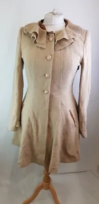 MCGINN Long Brown/Cream Woolen Coat Size 8/10 • $110.76