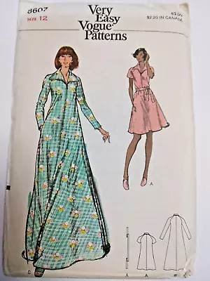 Robe Muumuu Dress 12 Very Easy VOGUE 8607 Sewing Pattern UC VTG 80s Short Long • $22.49