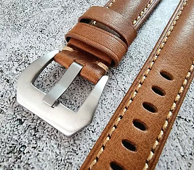 £8.95 • Buy High Quality Padded Leather Watch Strap Band 20mm 22mm 24mm Tan Brown