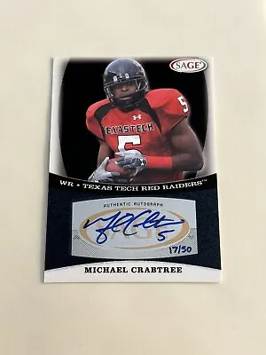 2009 Sage Michael Crabtree Authentic Autograph Platinum /50 Red Raiders 49’ers • $25.05