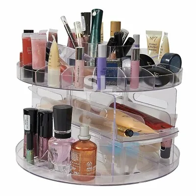 Comestic Carousel 360° Rotating Acrylic Cosmetic Organiser Makeup Storage Box • £9.99