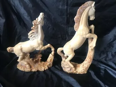 Horse Sculptures Giannetti Italian Carvings Vintage Ornaments X2  1970s Vgc  • £60
