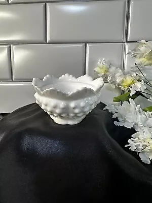 Fenton Milk Glass Crown Scalloped Hobnail Votive Holder Dish 3”x 2” Small • $13.99