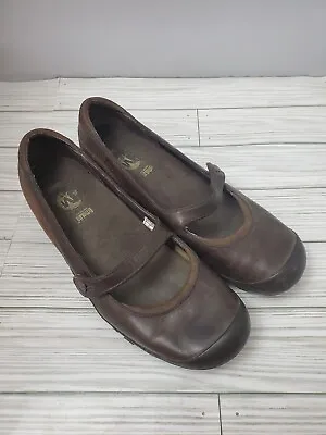 Merrell Mary Jane Shoes Womens Size 7.5 Brown Leather Slip On Low Wedge Comfort • $15.99