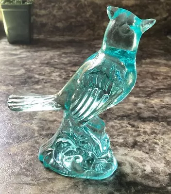 Vintage MOSSER Blue Vintage Art Glass 5” Cardinal Bird Figurine - EUC • $29.99