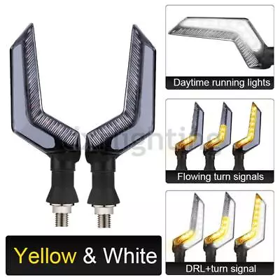 2X Motorcycle LED Turn Signal Sequential Flowing Indicator Light Amber White DRL • $11.99