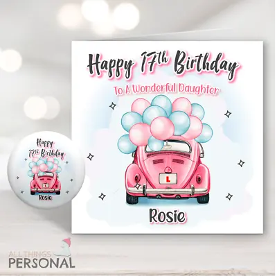 Personalised 17th Birthday Card Learner Granddaughter Daughter Niece Driving Car • £2.99