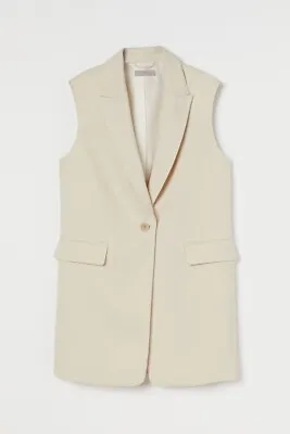 H&M Women's Small Cream 1 Button Sleeveless Jacket NWT • $19.99