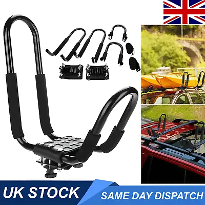 Aluminum Alloy Folding 2pcs J Bars Car Roof Rack Canoe Kayak Universal Carrier • £17.89