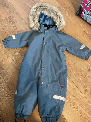 Polarn O Pyret Waterproof Warm Ski Suit Size 74cm Age 6-9 Months In Teal Green • £40