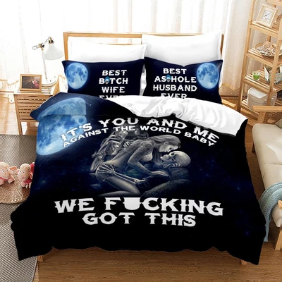 £36.71 • Buy Personalised Skulls Bedding Set Gift Quilt Duvet Cover Single Double King Size
