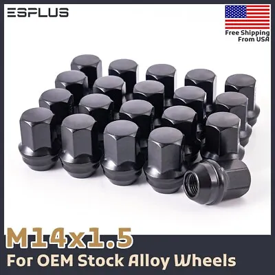 [20] Black 14x1.5 Large Seat Lug Nut Fit Stock Wheel Ram1500 Dodge Jeep Chrysler • $28.49