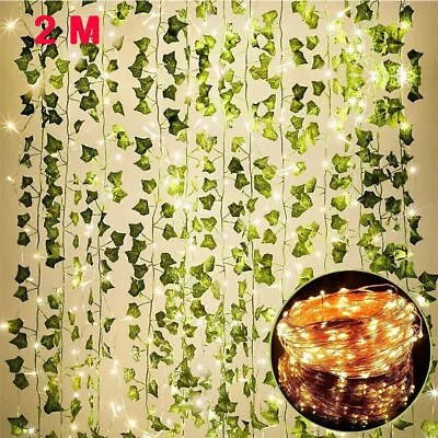 Artificial Ivy Garland Fake Vines With 100 LED 10M String Lights Hanging Plant • £4.99