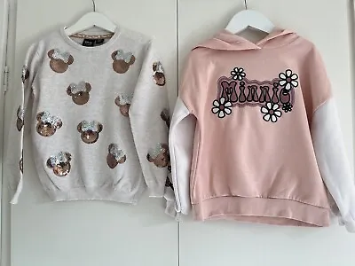 Girls 6-7 Small Fitting Minnie Mouse Jumper Set Flowers Sequins Matalan Primark  • £9.99