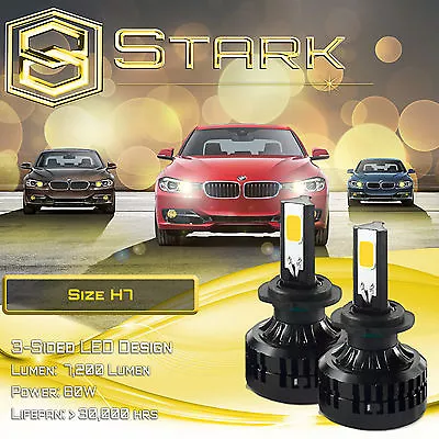 Stark LED 80W 7200LM 3-Sided Kit True 3000K Yellow Lights Fog Light Bulbs - H7 • $9.79
