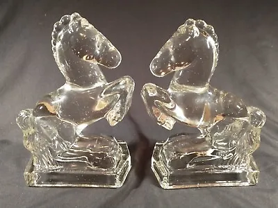 LE Smith Rearing Horse Book Ends Vintage Glass Paperweights  • $18.75