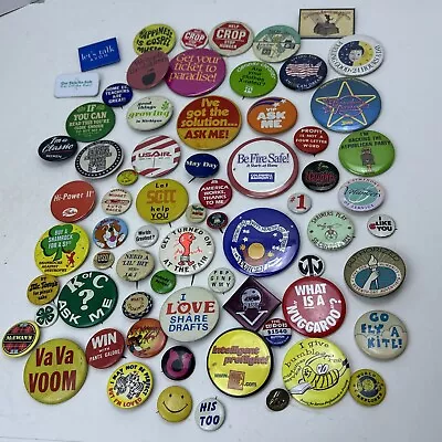 Lot Of 69 Vintage Pin Back Buttons Avon Go Fly A Kite Miscellaneous Variety • $18.74