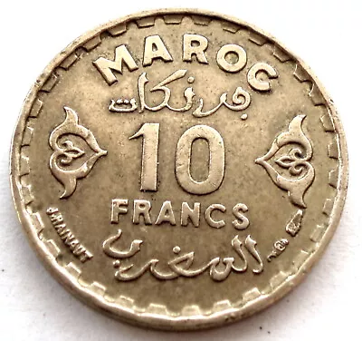 Morocco 10 Francs 1371 Y#49 Mm13.5 • $7