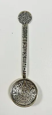 Solid .925 Sterling Silver Vintage Mayan Aztec Calender Style Spoon Mexico. Nice • $85