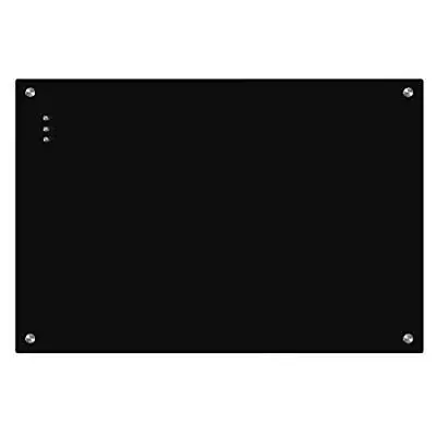 Magnetic Glass Whiteboard Notice Board 45 X 60 Cm Dry Erase For Wall - Black • £23.99