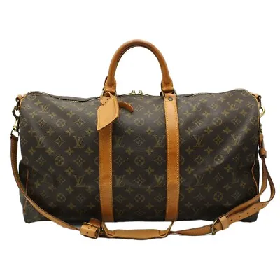 Louis Vuitton LV Monogram Keepall 50 Bandouliere Duffle Hand Bag Women Men D2121 • £373.63