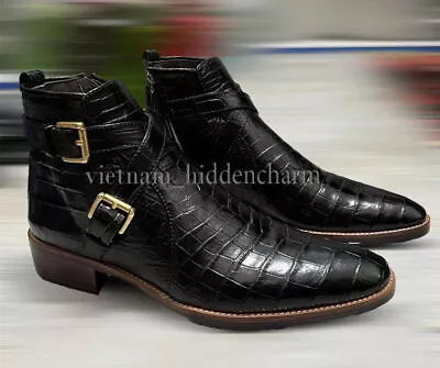 Men's Crocodile Skin Shoes/Boots - Handmade Elegant Boots • $674.32