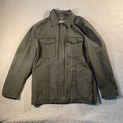 Express Zip Military Style Jacket Mens Large L Army Green Pockets Heavy Canvas • $24.75